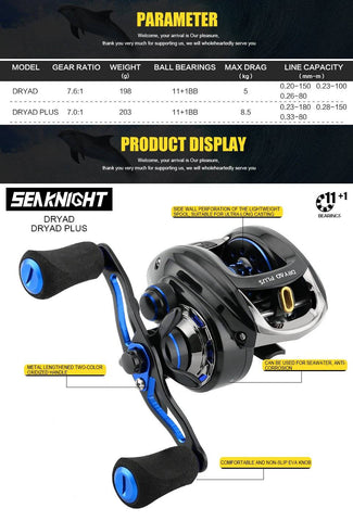 Image of SeaKnight DRYAD /PLUS Anti-corrosion Baitcasting Reel 7.6:1 7.0:1 High Speed 12BB Fishing Reel Fishing Tackle Saltwater Fishing