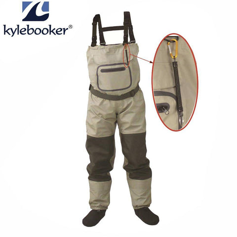 Image of Outdoor Fly Fishing Stocking Foot ,waterproof and breathable chest waders with one buckle accidently rope kits
