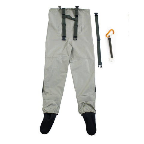 Image of Outdoor Fly Fishing Stocking Foot ,waterproof and breathable chest waders with one buckle accidently rope kits