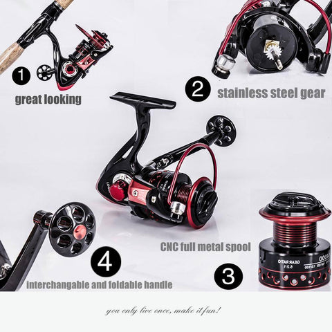 Image of YOLOFUN LK4000 Spinning Fishing Reel | 5.2:1 Gear Ratio 3+1 BB Metal Front Drag Handle Spool