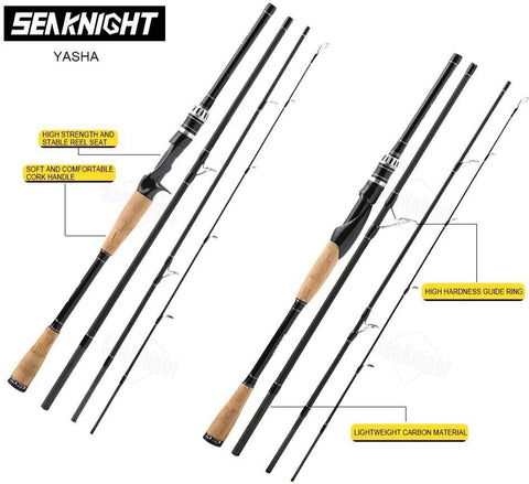 Image of SeaKnight YASHA Spinning/Casting Fishing Rod | Length: 6'10'' - 9'10'' | Power-M |Carbon Fiber and Cork Handle