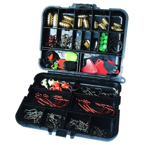 Image of Lixada 128 pcs/boxes Fishing Tackle Box Hook Swivel Weight Fishing Sinker Stopper Connectors Sequins Curling Fishing Accessorie