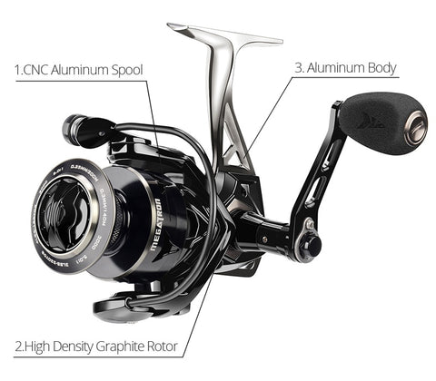 Image of KastKing Megatron Spinning Reel | 5.0:1 or 4.5:1 Gear Ratio 7+1 BB | Fresh/Saltwater Spinning Fishing