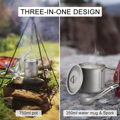 Image of Lixada Titanium Camping Set - three in one design