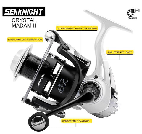 Image of Seaknight CMII Fishing Reel 2000 3000 4000 5000 5.5:1 9+1BB Max Drag 7KG-13KG Spinning Fishing Reel With Free Spare Spool