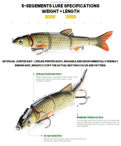 Image of VTAVTA 5 Segments LIFELIKE MULTI-JOINTED TOPWATER SWIMBAIT HARD CRANKBAITS