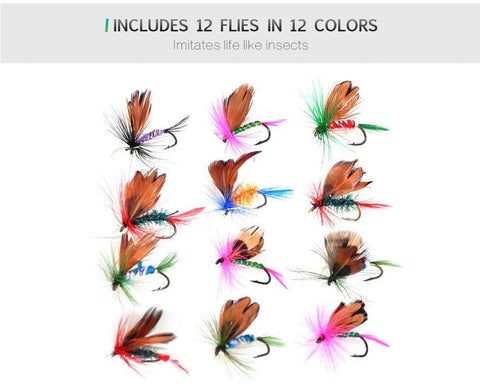 Image of Piscifun 12pcs Dry Flies Fly Fishing Flies Kit