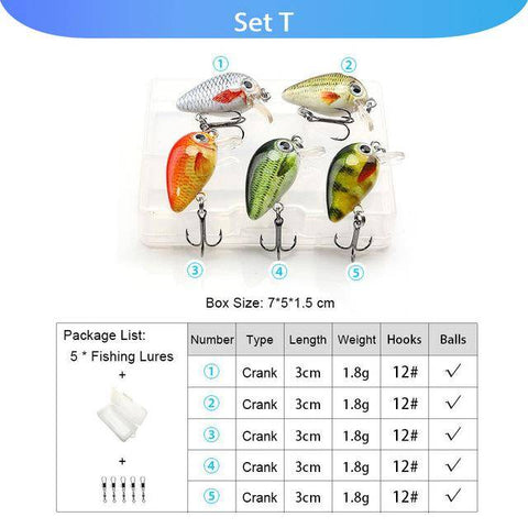 Image of VTAVTA 5pcs Fishing Lures Set
