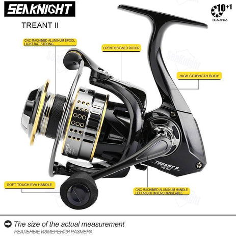 Image of SeaKnight Treant II Spinning Fishing Reel 5.0:1,6.2 Carbon Fiber Smooth Powerful Wheel