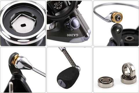 Image of SeaKnight GA2000 Spinning Reel | 5.1:1 Gear Ratio 12+1 BB | Magnetic Brake, 13.2 lb Max Drag | Worm Shaft Transport Structure