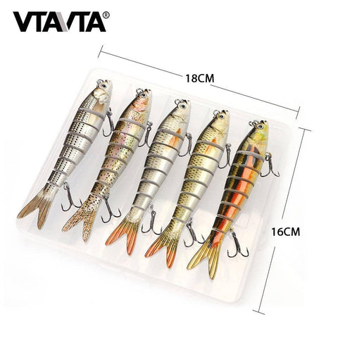 Image of VTAVTA 5pcs Sinking Wobblers Lures Set | 8 Segments | 0.8oz/ 5.5'' |