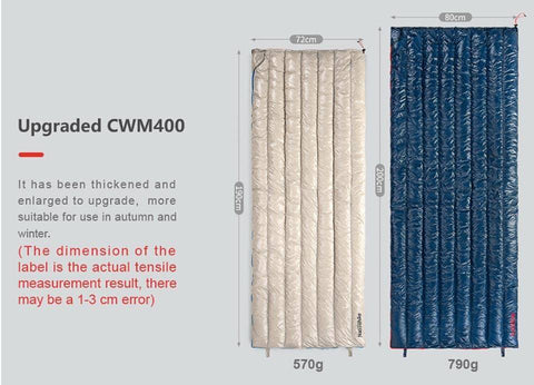 Image of Naturehike 570g Ultralight Waterproof White Goose Down Sleeping Bag Envelope Type Lazy Bag Camping Sleeping Bags NH17Y010-R