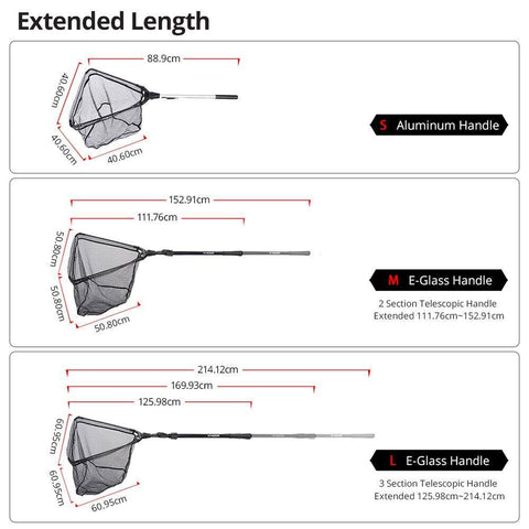 Image of Super Strong One-Piece Landing Folding Fishing Net | Size from 2'11'' to 6'10''(90 - 210 cm)