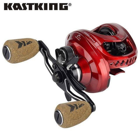 Image of Red KastKing MegaJaws Baitcasting Fishing Reel | 4 Gear Ratios from 5.4:1 to 9.1:1 11+1 BB | 17.6 Lb Drag | Easy Maintenance