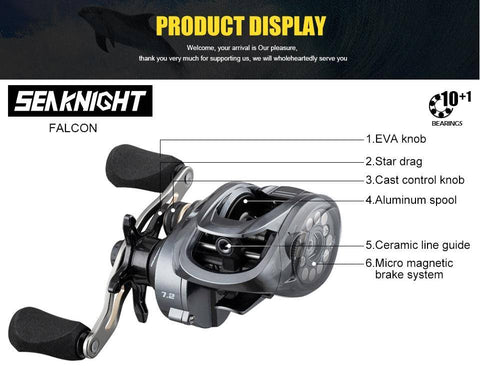 Image of KastKing FALCON Baitcasting Reel | 7.2:1 or 8.1:1 Gear Ratio |10+1 BB | Magnetic Brake, 17.6/15.4 lb Max Drag | High Speed & Long Casting