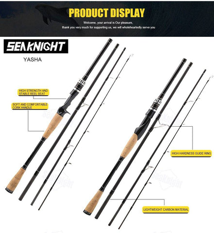 Image of SeaKnight Yasha 704M 2.1M 2.4M 2.7M Lure Fishing Rod Casting Spinning Rod Lure W. 10-30g 12-25LB 4 Sections Pole 65cm Bag Tube