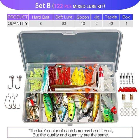 Image of Multi Fishing Lures Set | Mixed Colors ; Soft Lure ; Hard Bait Minnow ; Metal Jig Spoon |