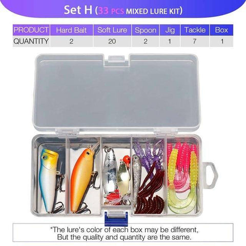 Image of Multi Fishing Lures Set | Mixed Colors ; Soft Lure ; Hard Bait Minnow ; Metal Jig Spoon |