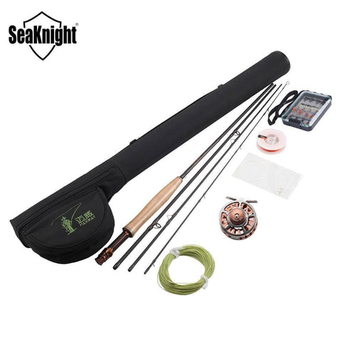 Image of SeaKnight MAXWAY Fly Fishing Set 4 Sections Fly Fishing Rod Reel with Fly Fishing Line Lure Bag Combo River Tackle 7 8 9 10ft