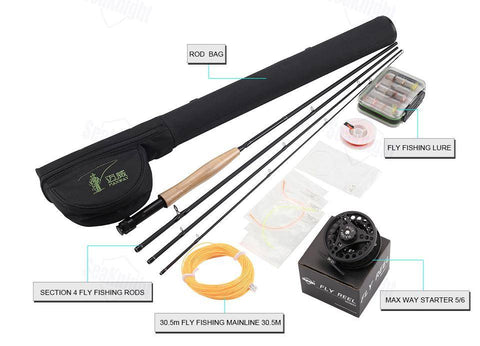 Image of SeaKnight Fly Fishing SET Combo 5/6 # 4 segments 2.7M Fly Fishing Rod + Full Metal Reel + Rod Bag + Fly Lures + Box + Lines