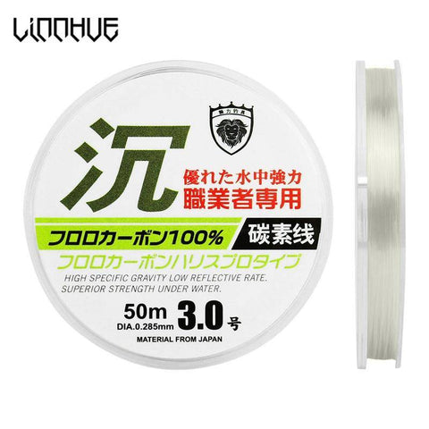 Image of Linnhue 100% Fluorocarbon Carp Fishing Line |55 Yds (50m) | Invisible Sea Fishing Fluorocarbon Leader Line Clear