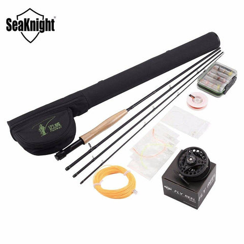 Image of SeaKnight Fly Fishing SET Combo 5/6 # 4 segments 2.7M Fly Fishing Rod + Full Metal Reel + Rod Bag + Fly Lures + Box + Lines