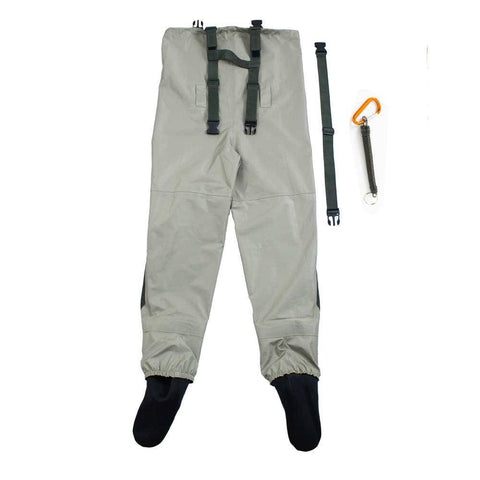 Image of Outdoor Fly Fishing Stocking Foot ,waterproof and breathable chest waders with one buckle accidently rope kits
