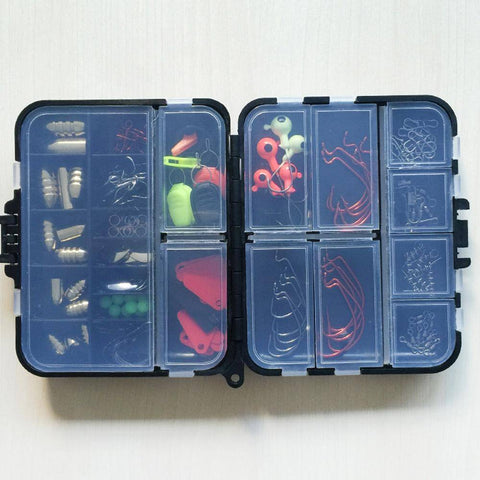 Image of Lixada 128 pcs/boxes Fishing Tackle Box Hook Swivel Weight Fishing Sinker Stopper Connectors Sequins Curling Fishing Accessorie