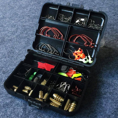 Image of Lixada 128 pcs/boxes Fishing Tackle Box Hook Swivel Weight Fishing Sinker Stopper Connectors Sequins Curling Fishing Accessorie