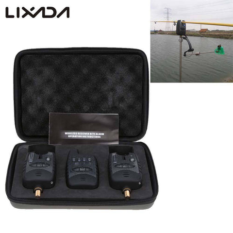 Image of Wireless Digital Fishing LED Bite Alarm Set 2 Fishing Bite Alarm + 1 Receiver in Case Adjustable Tone Volume Carp Fishing Alert