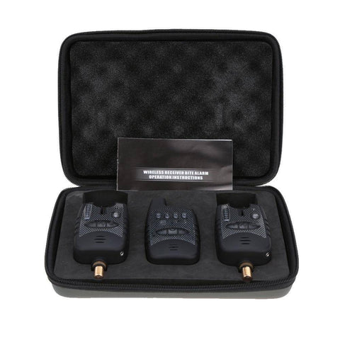 Image of Wireless Digital Fishing LED Bite Alarm Set 2 Fishing Bite Alarm + 1 Receiver in Case Adjustable Tone Volume Carp Fishing Alert