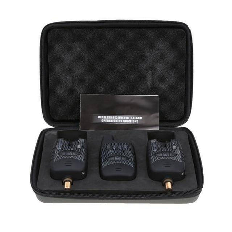 Image of Wireless Digital Fishing LED Bite Alarm Set 2 Fishing Bite Alarm + 1 Receiver in Case Adjustable Tone Volume Carp Fishing Alert