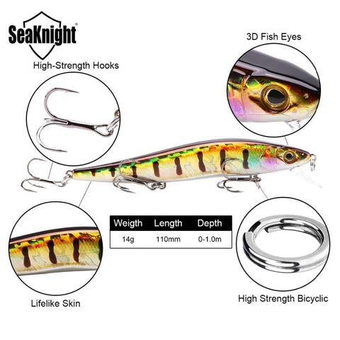 Image of SeaKnight SK020 Fishing Lure 1PC Minnow 14g 110mm 0-1M Depth Wobbling Minnow Floating Lure Hard Bait Fishing Wobblers 10 Colors
