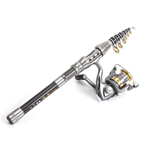 Image of Lixada Telescopic Fishing Rod Reel Combo Full Kit Spinning Reel with 100M Line Lures Hooks Jig Head Carrier Bag for Pesca