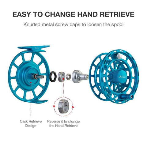Image of Piscifun Platte Blue Fly Fishing Reel | 3/4 5/6 7/8 9/10 Weights | Right and Left Handed | Large Arbor