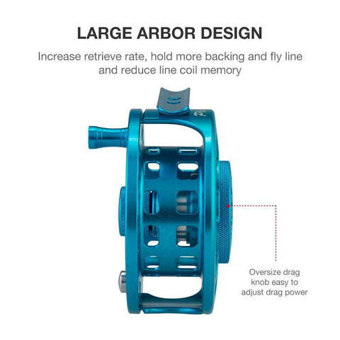 Image of Piscifun Platte Blue Fly Fishing Reel | 3/4 5/6 7/8 9/10 Weights | Right and Left Handed | Large Arbor