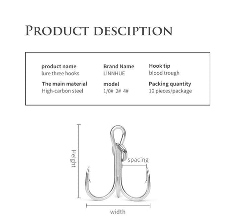 Image of LINNHUE Classic Treble Standard Strength Fishing Hooks | Two Variants | 10 Pieces