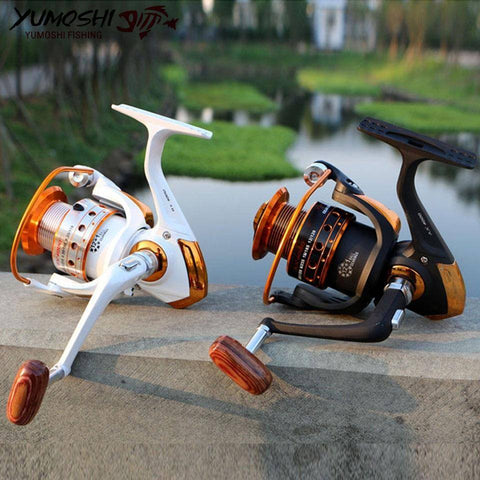 Image of Black and White YUMOSHI AX7000 Spinning Fishing Reel | 5.2:1 Gear Ratio 13 BB