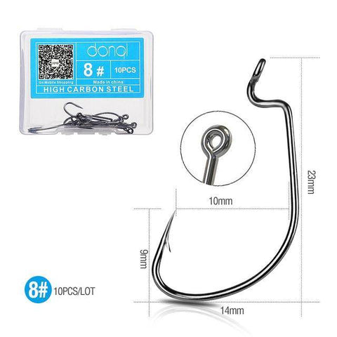 Image of DONQL Carbon Steel Fishing Hooks |10 Pieces Set