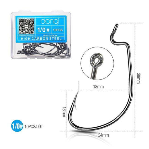 Image of DONQL Carbon Steel Fishing Hooks |10 Pieces Set