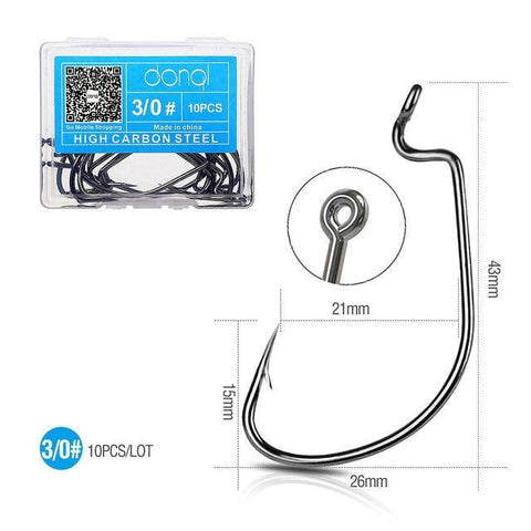 Image of DONQL Carbon Steel Fishing Hooks |10 Pieces Set