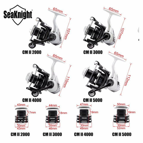 Image of Seaknight CMII Fishing Reel 2000 3000 4000 5000 5.5:1 9+1BB Max Drag 7KG-13KG Spinning Fishing Reel With Free Spare Spool