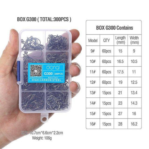 Image of DONQL Fishing Hooks Barbed | 300 Pieces