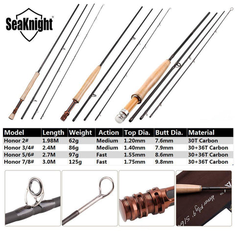 Image of SeaKnight MAXWAY HONOR Fly Fishing Rod| 6' - 10' | 4 Sections |Fast Action Super Light