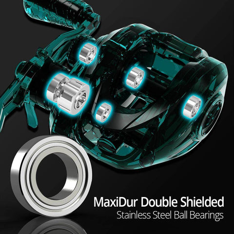 Image of KastKing 2019 New Crixus Dark Star Baitcasting Reels | 7.2:1 Gear Ratio 7+1 BB , 8-pc Magnetic Brake, 17.6lbs MAX Drag | Super Polymer Grip and Carbon Infuseame