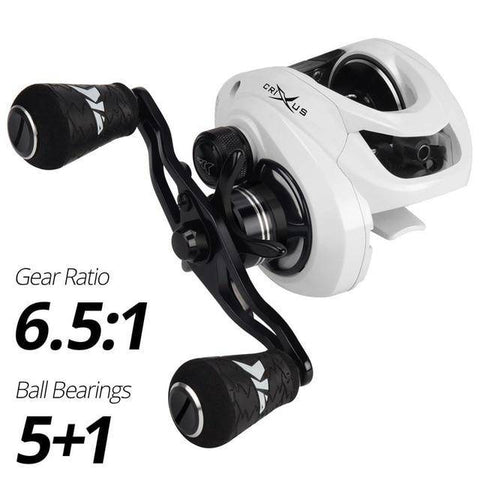 Image of KastKing 2019 New Crixus Glacier White Baitcasting Reels | 6.5:1 Gear Ratio 5+1 BB , 8-pc Magnetic Brake, 17.6lbs MAX Drag |
