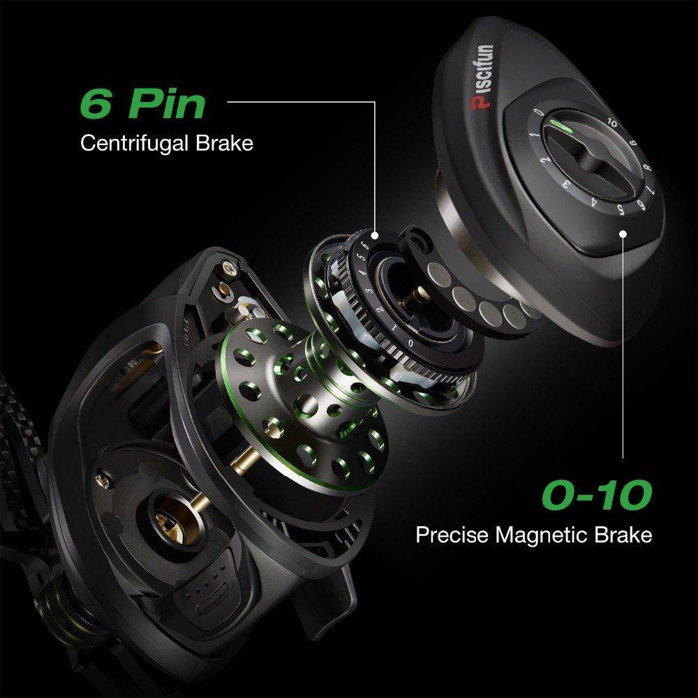 Piscifun Phantom Baitcasting Fishing Reel | 7.0:1 Gear Ratio |6+1 BB| 17 lbs Max Drag |Carbon Frame