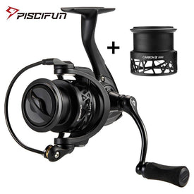 Piscifun Carbon X Spinning Reel with Spare Spool 5.2:1/6.2:1 Gear Ratio Light to 162g 11BB 15KG Max Drag Fishing Reel