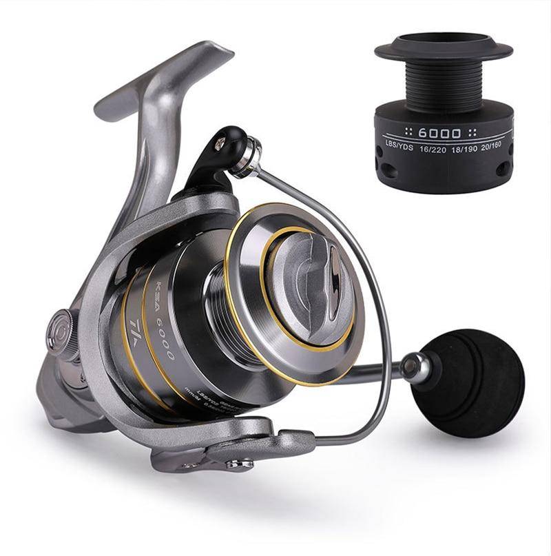 LIEYUWANG Spinning Fishing Reels |5.5:1 Gear Ratio 33 Lbs Max Drag |14+1 BB|Saltwater and Freshwater | Double Spool