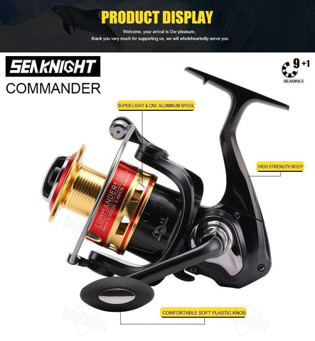 Image of KastKing COMMANDER Carp Fishing Spinning Reel | 5.2:1 or 4.7:1 Gear Ratio  9+1 BB | Max Drag 16.5 lbs |  Free Spare Spool